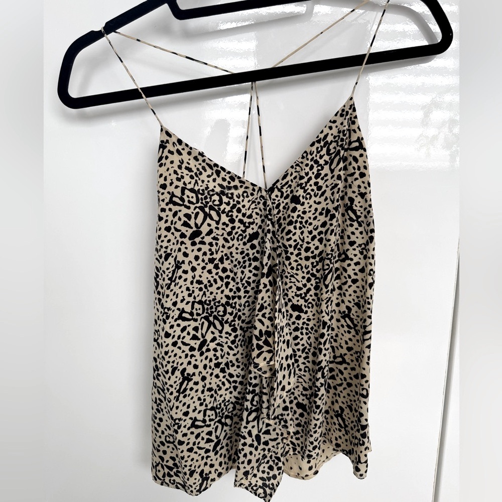 Vintage Aritzia 100% silk Leopard Print Spaghetti Strap Top